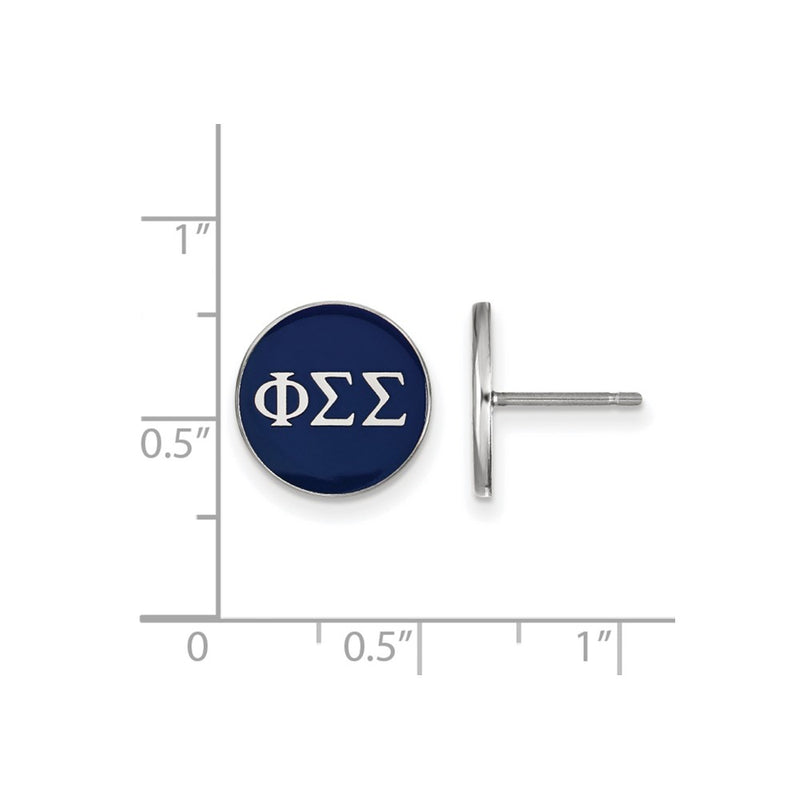 Sterling Silver Rhodium Plated Logoart Phi Sigma Sorority Greek Letters Color Enamel Post Earrings
