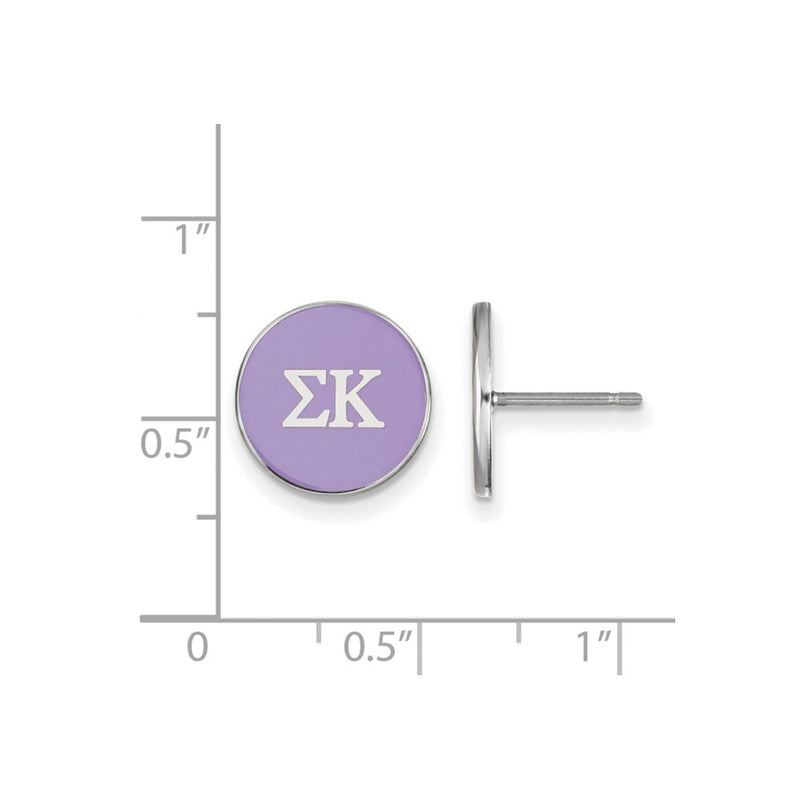 Sterling Silver Rhodium Plated Logoart Sigma Kappa Sorority Greek Letters Color Enamel Post Earrings