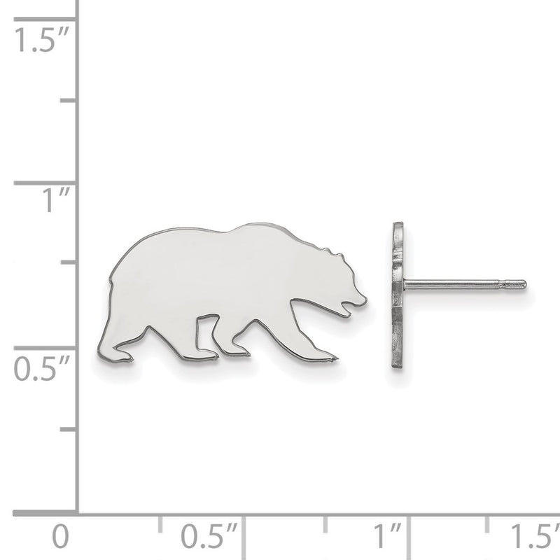 Sterling Silver Rhodium Plated Logoart University Of California Berkeley Bear Small Post Earrings