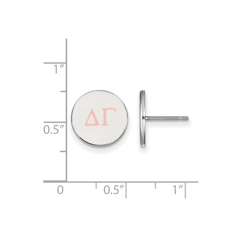 Sterling Silver Rhodium Plated Logoart Delta Gamma Sorority Greek Letters Color Enamel Post Earrings