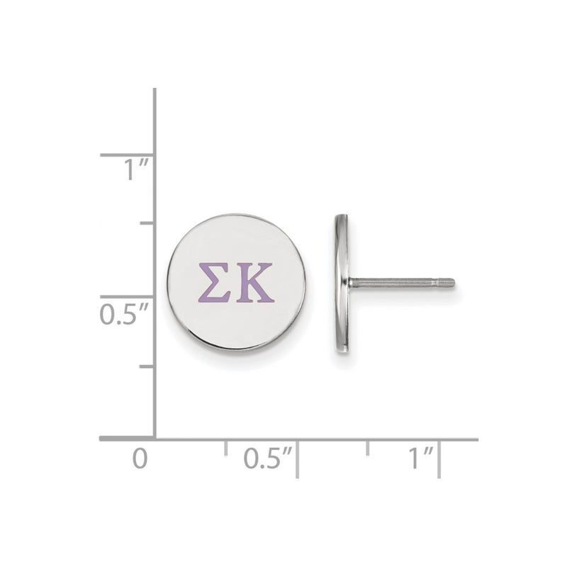 Sterling Silver Rhodium Plated Logoart Sigma Kappa Sorority Greek Letters Color Enamel Post Earrings