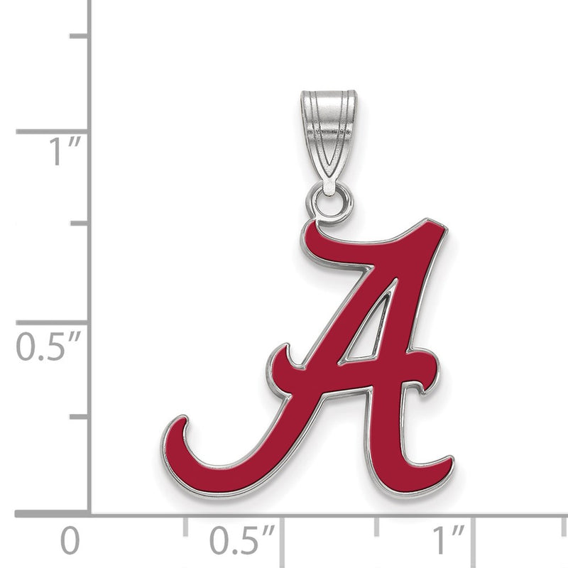 Sterling Silver Rhodium Plated Logoart University Of Alabama Letter A Large Enameled Pendant