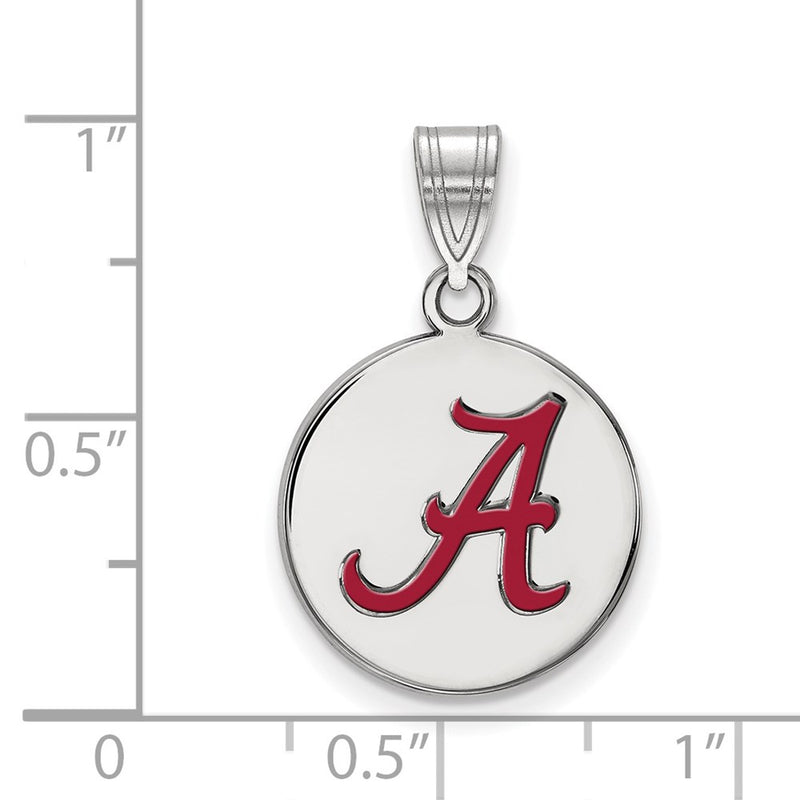 Sterling Silver Rhodium Plated Logoart University Of Alabama Letter A Medium Enameled Disc Pendant
