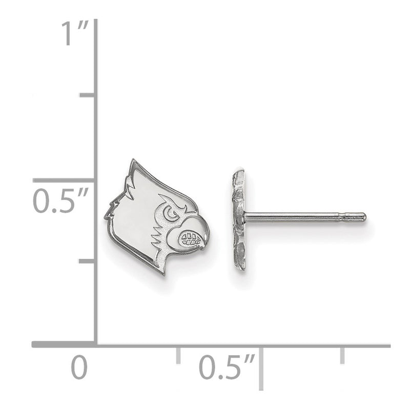 Sterling Silver Rhodium Plated Logoart University Of Louisville Cardinal Extra Small Post Earrings