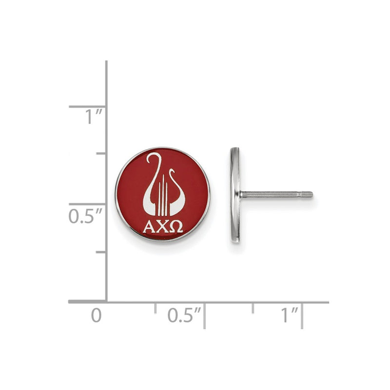 Sterling Silver Rhodium Plated Logoart Alpha Chi Omega Sorority Symbol Color Enamel Post Earrings