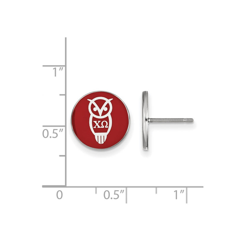 Sterling Silver Rhodium Plated Logoart Chi Omega Sorority Symbol Color Enamel Post Earrings