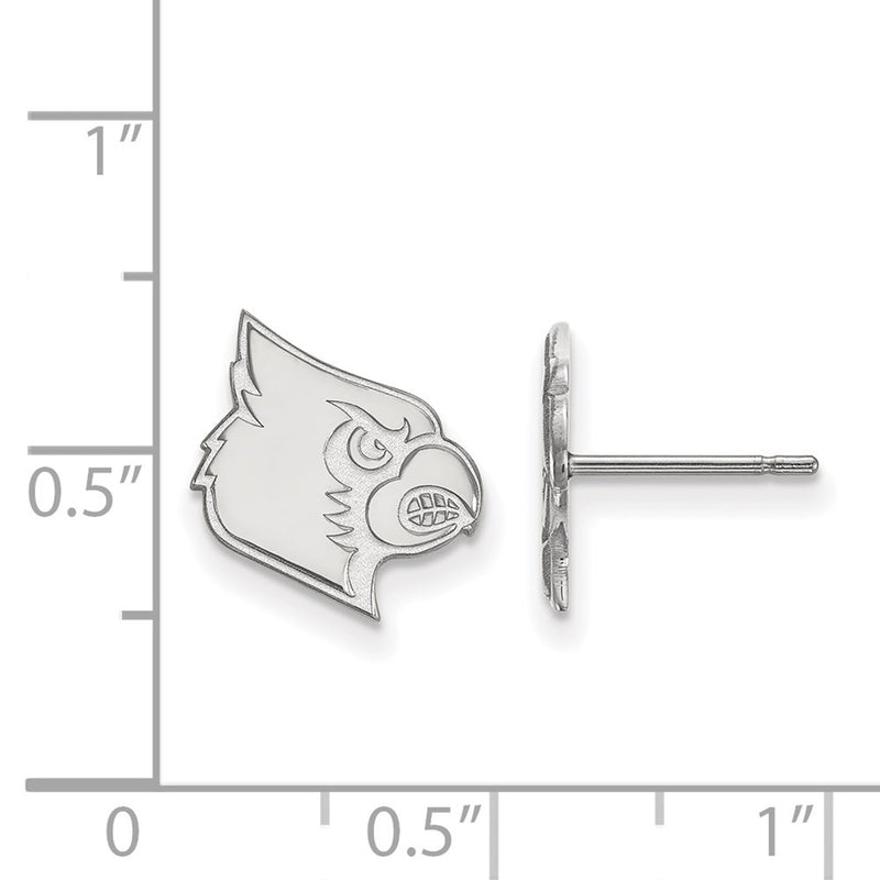 Sterling Silver Rhodium Plated Logoart University Of Louisville Cardinal Small Post Earrings