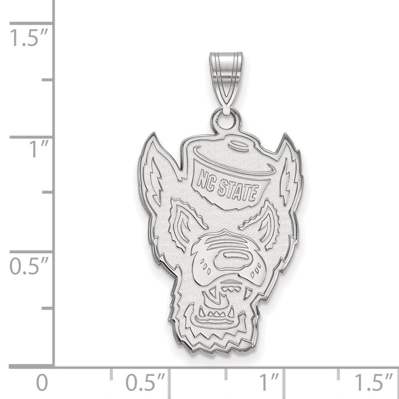 Sterling Silver Rhodium Plated Logoart North Carolina State University Wolf Extra Large Pendant