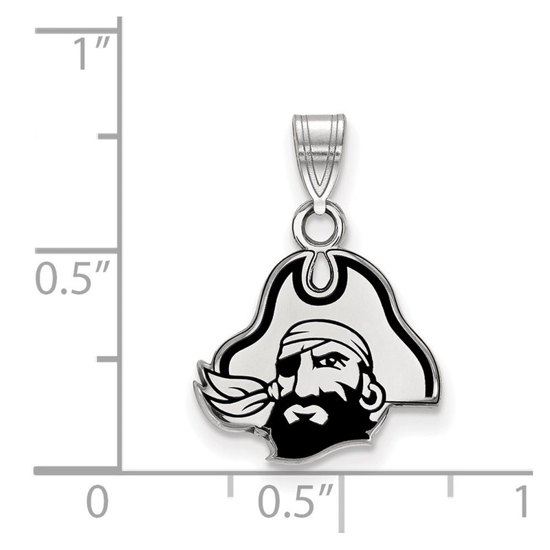 Sterling Silver Rhodium Plated Logoart East Carolina University Pirate Small Enameled Pendant