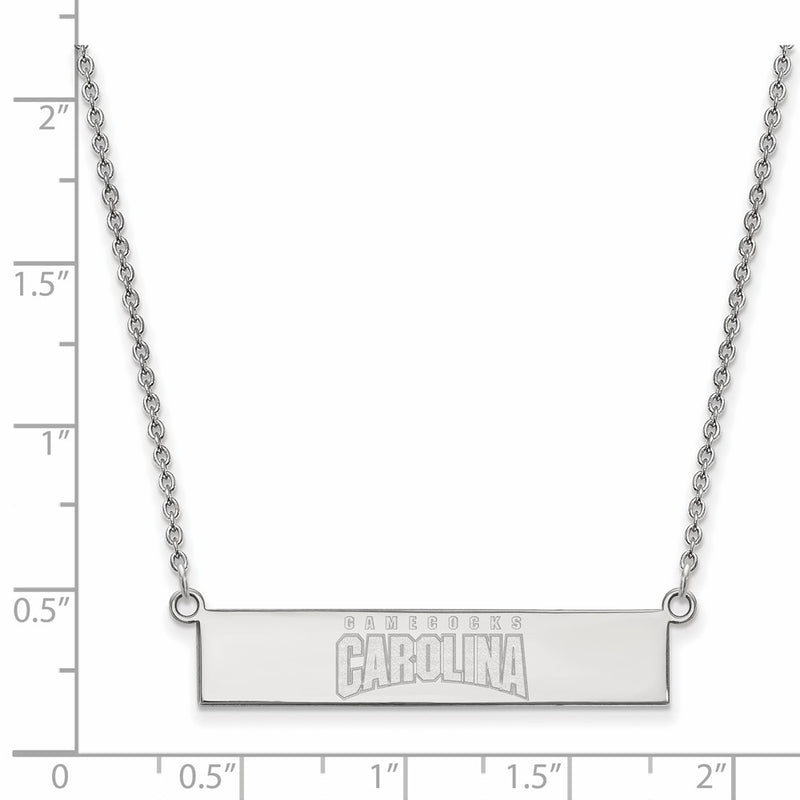 Sterling Silver Rhodium Plated Logoart University Of South Carolina Small Bar 18 Inch Necklace