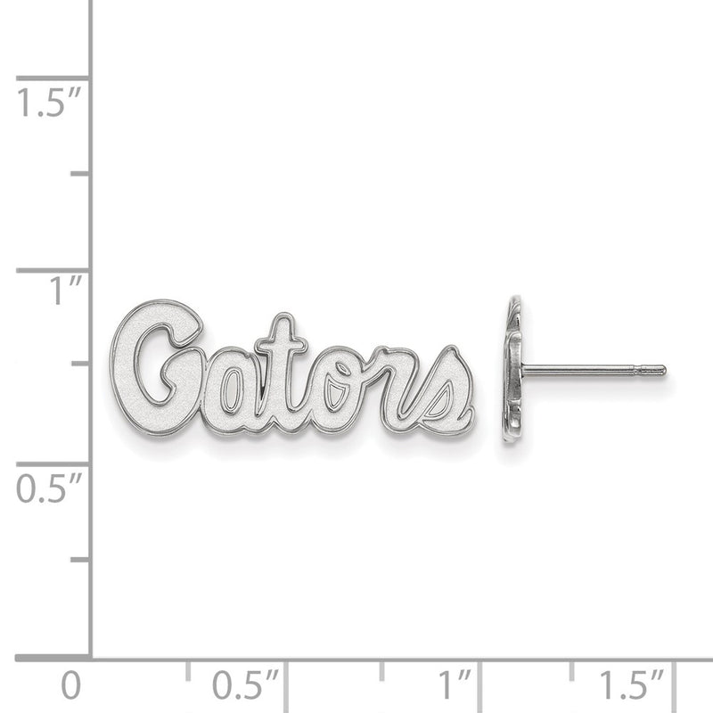 Sterling Silver Rhodium Plated Logoart University Of Florida Gators Script Extra Small Post Earrings
