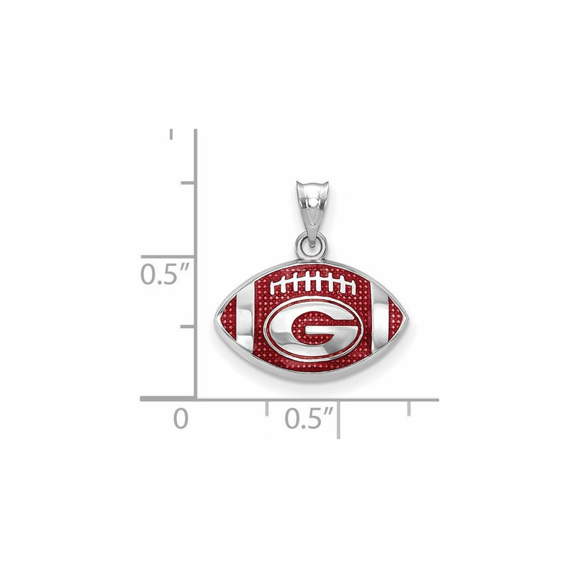 Sterling Silver Rhodium Plated Logoart University Of Georgia Letter G Enameled Football Pendant
