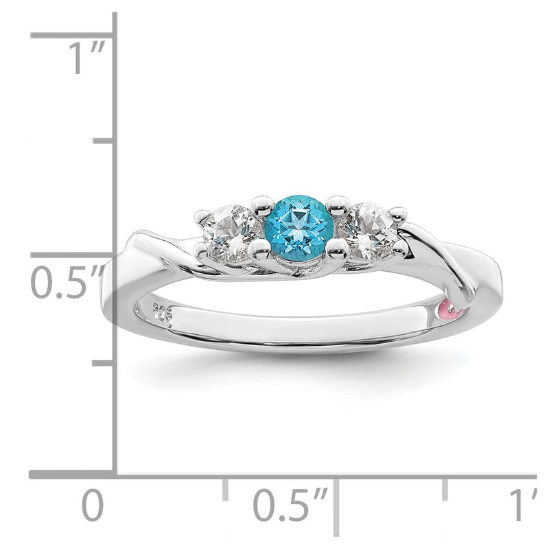 Sterling Silver Survivor Collection Rhodium Plated White And Blue Swarovski Topaz Joanna Ring