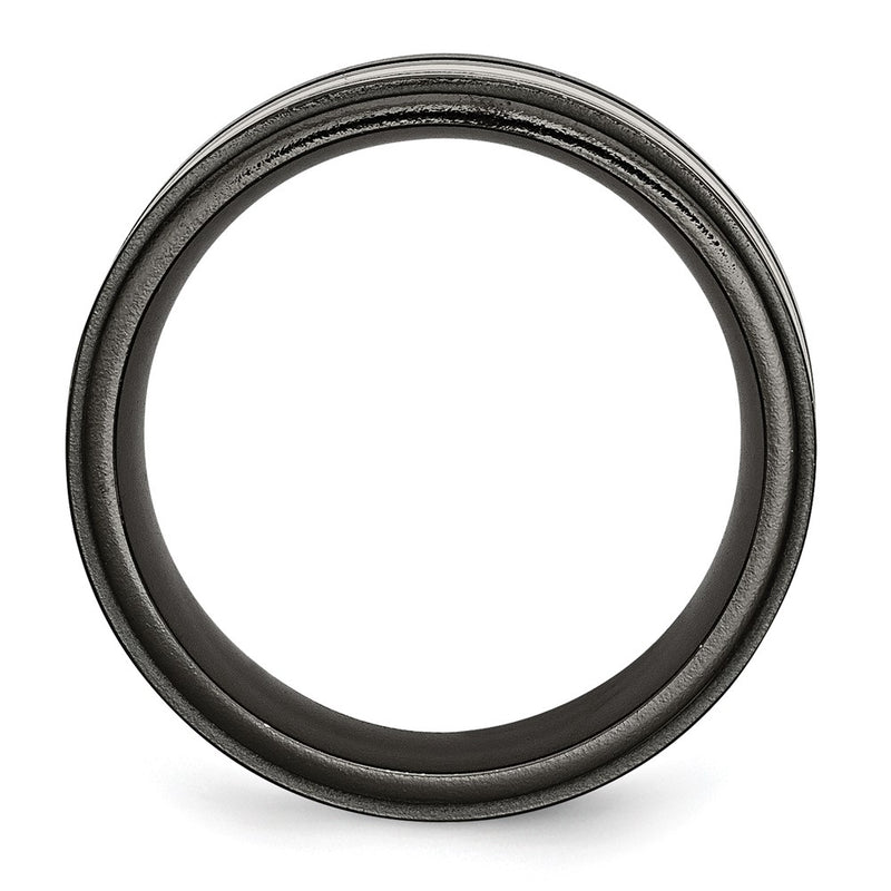 Titanium/Silver Two Tone Titanium Black Ti With/Sterling Silver Inlay Blue Anodized 10mm Band