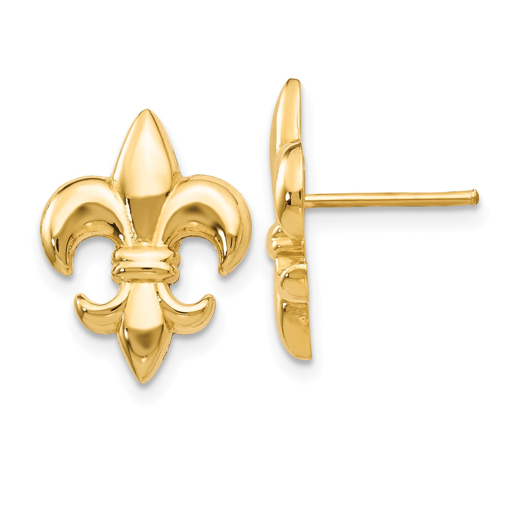 Small Cross Post Stud Earrings with Antique Finish Fleur-de-lis Design Small Cross Post Stud Earrings with Antique Finish Fleur-de-lis Design