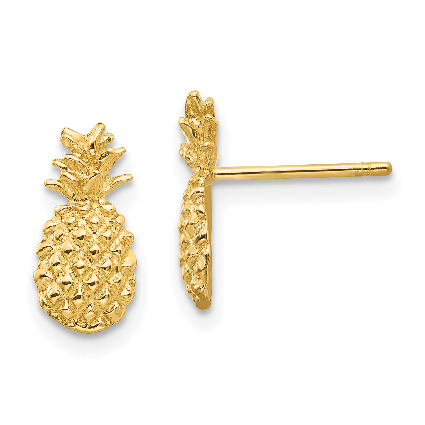 14k Yellow Gold Polished & Textured Pineapple Post Earrings 14k Yellow Gold Polished & Textured Pineapple Post Earrings