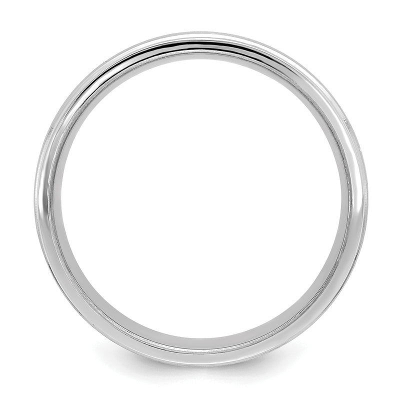 14K White Gold 6mm Heavyweight Comfort Fit Brushed Satin With Center Line Fancy Wedding Band
