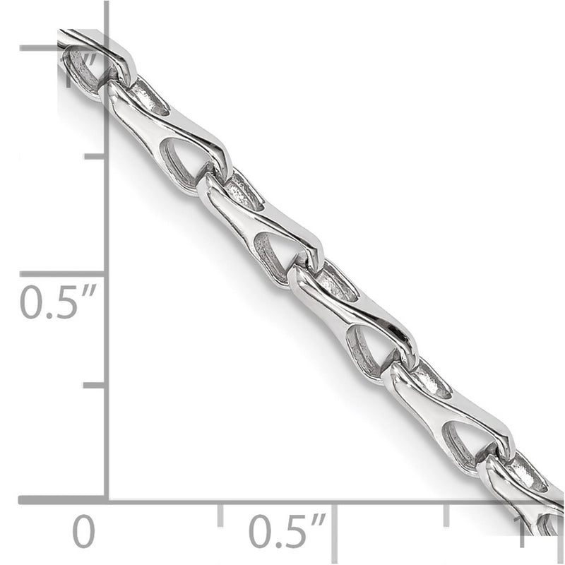 Solid 14K White Gold 18 inch 3.5mm Hand Polished Fancy Link with Lobster Clasp Chain Necklace