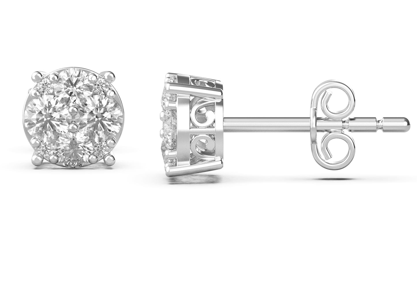 1.0 Ct Natural Diamond Stud Earrings Set in Sterling Silver