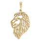 10k Yellow Gold Solid Diamond-cut Lions Head Charm