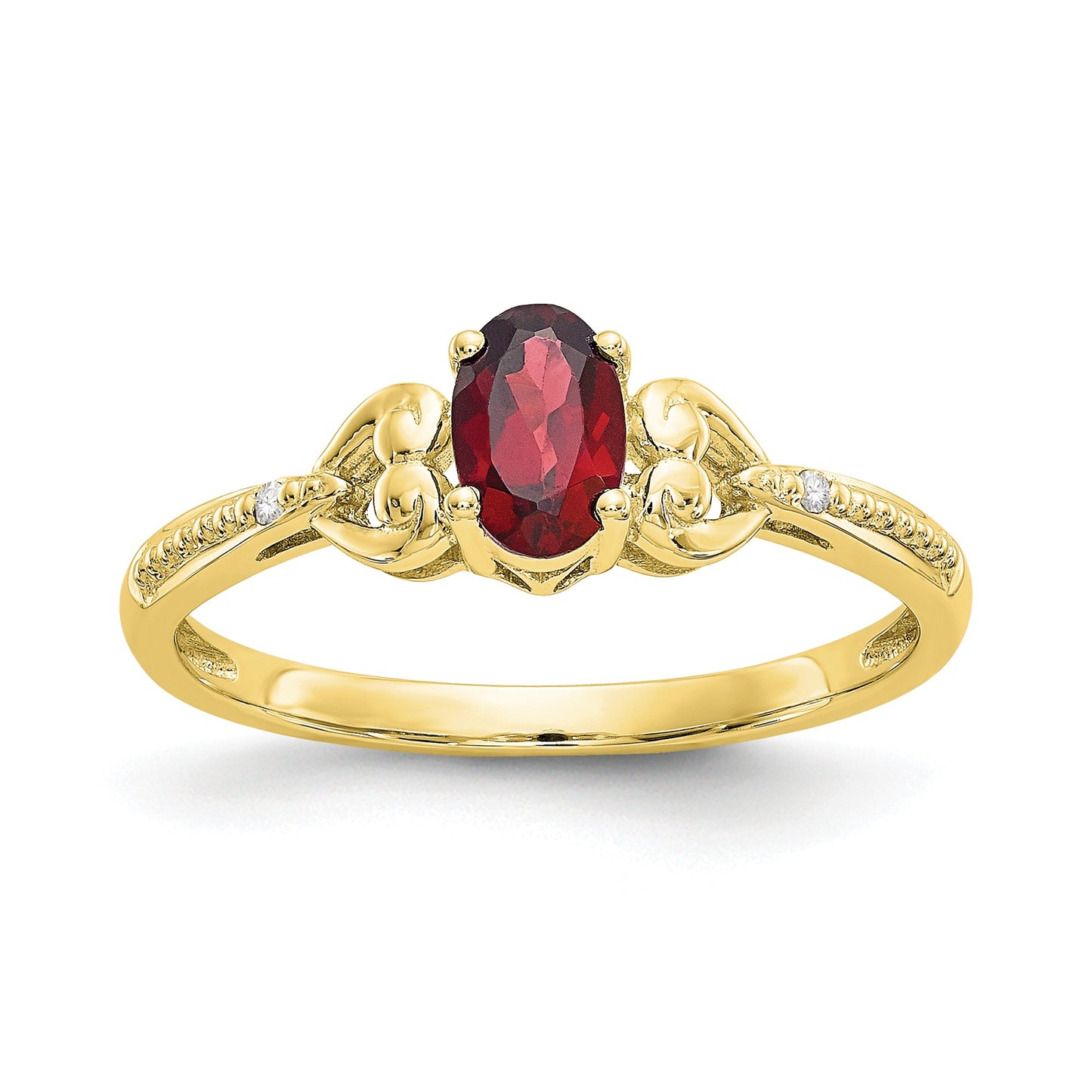 10K Yellow Gold Garnet Diamond Ring