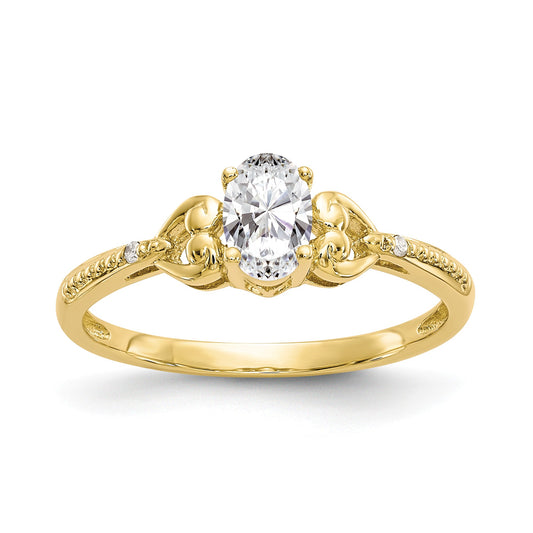 10K Yellow Gold White Topaz Diamond Ring