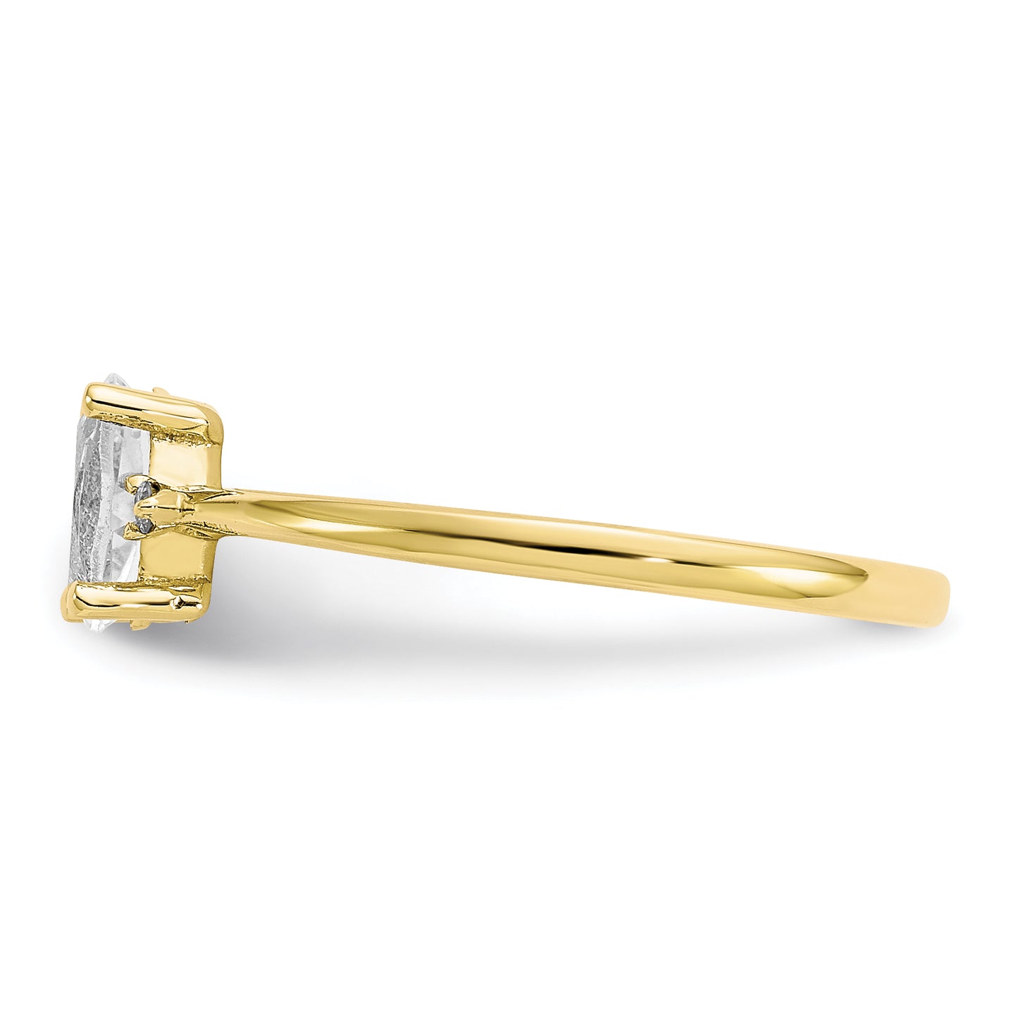 10k Yellow Gold Polished Geniune Diamond and White Topaz Birthstone Ring