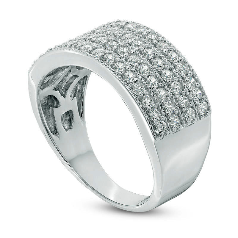 1.0 CT. T.W. Natural Diamond Four Row Anniversary Ring in Solid 10K White Gold