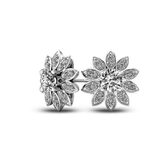 1 CT. T.W. Diamond Flower Stud Earrings in 10K White Gold