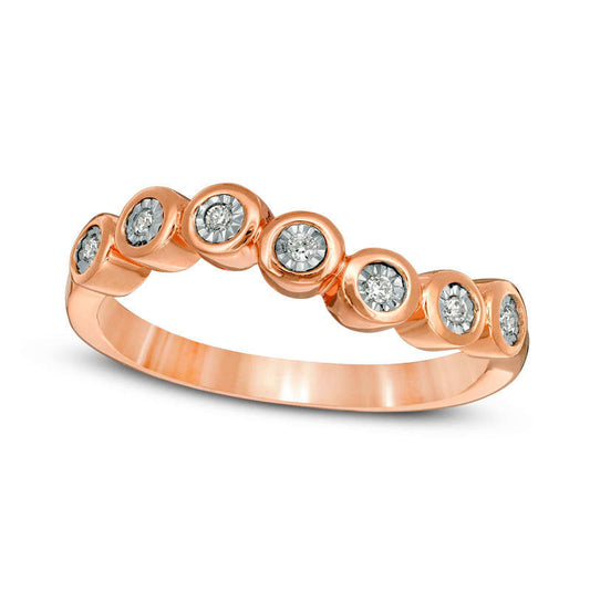 0.05 CT. T.W. Natural Diamond Wave Band in Solid 10K Rose Gold
