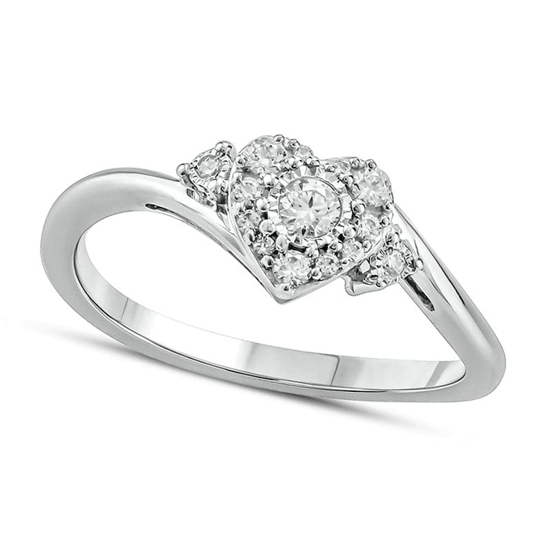 1/5 CT. T.W. Composite Diamond Heart-Shaped Promise Ring in 10K