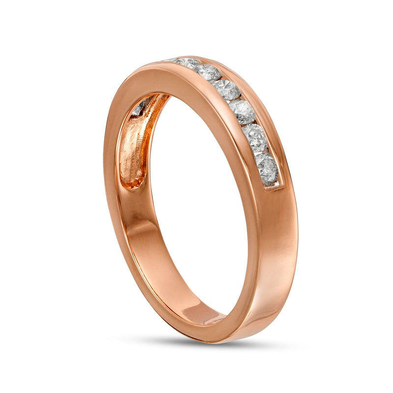 0.50 CT. T.W. Natural Diamond Ten Stone Anniversary Band in Solid 10K Rose Gold