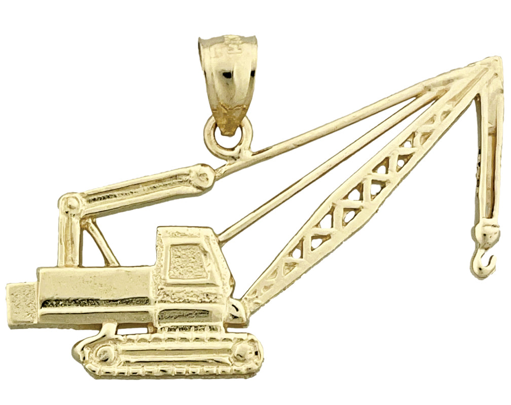 14K Gold Crawler Crane Pendant