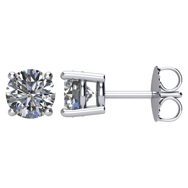 Certified 1.0 CTW Diamond Stud Earrings in 14kt White Gold