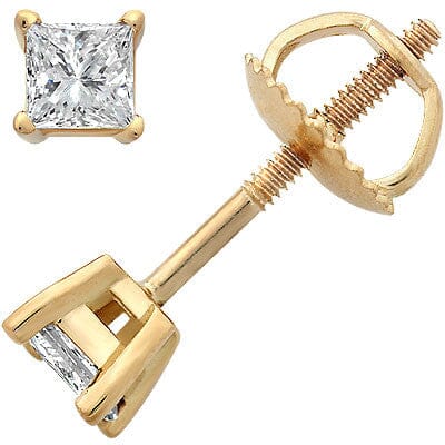 14K Yellow Gold Princess-Cut Diamond Stud Earrings stud earrings Goldia