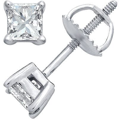 14k White Gold Princess-Cut Diamond Stud Earrings stud earrings Goldia