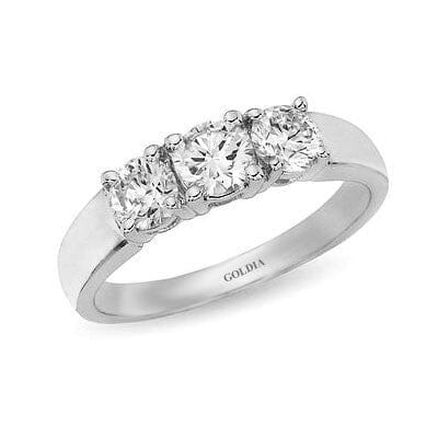 1 1/2 ct. Round Cut Diamond White Gold Three-stone Engagement Ring engagement rings Goldia 