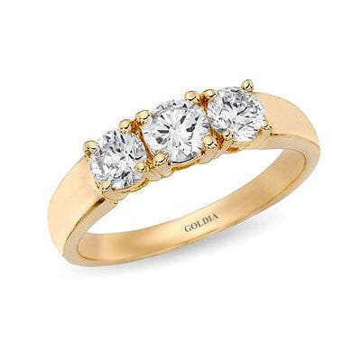 1 ct. Round Cut Diamond Yellow Gold Three-stone Engagement Ring engagement rings Goldia