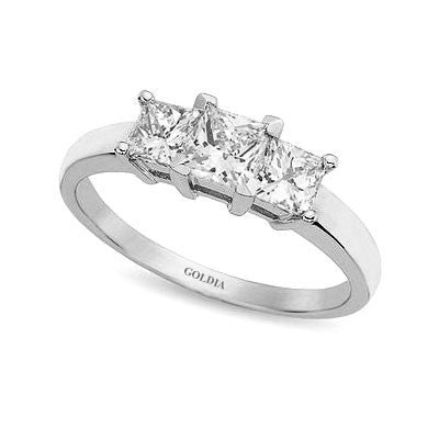 1 1/2 ct. Princess Cut Diamond Platinum Three-stone Engagement Ring