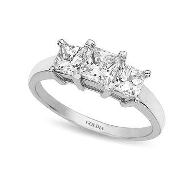 2 ct. Princess Cut Diamond White Gold Three-stone Engagement Ring