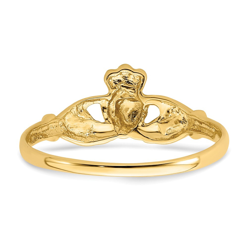 14K Yellow Gold Polished and Satin Claddagh Ring