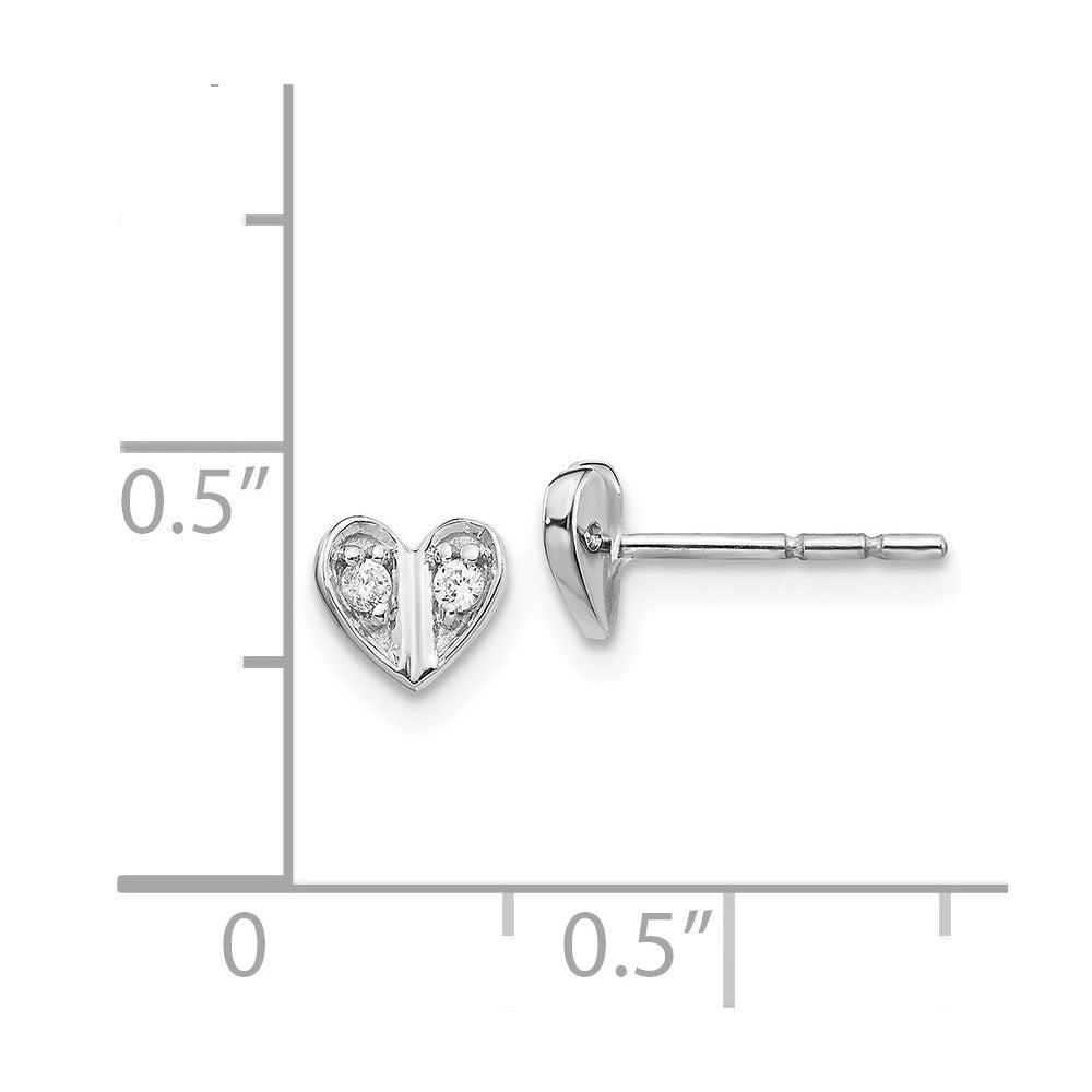 14k White Gold Real Diamond Heart Earrings EM3769-008-WA