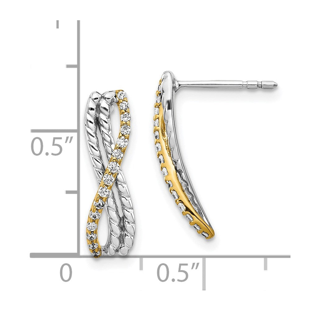 14k Yellow Gold Two-tone Real Diamond Fancy Earrings EM3857-020-YWA