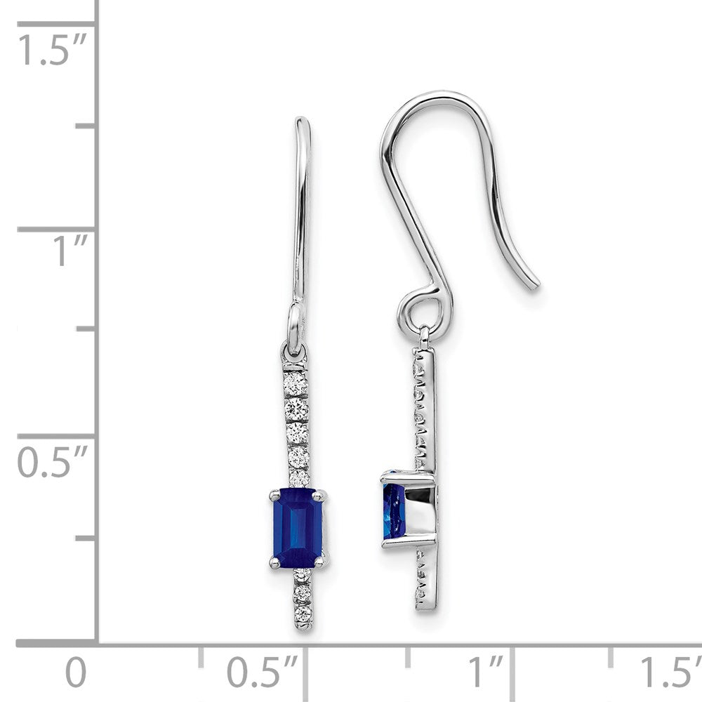 14k White Gold Real Diamond and Sapphire Fancy Earrings EM3875-SA-014-WA