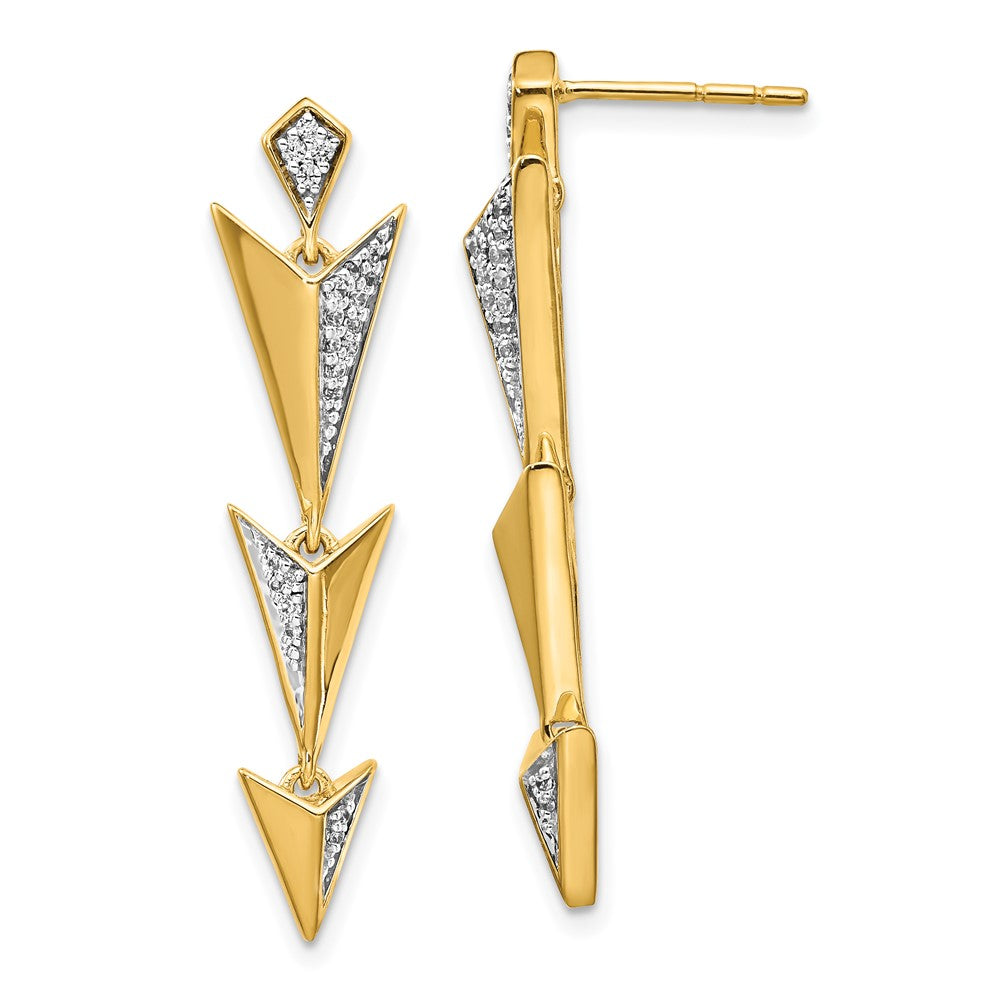 14k Yellow Gold Real Diamond Fancy Post Dangle Earrings EM3898-020-YA