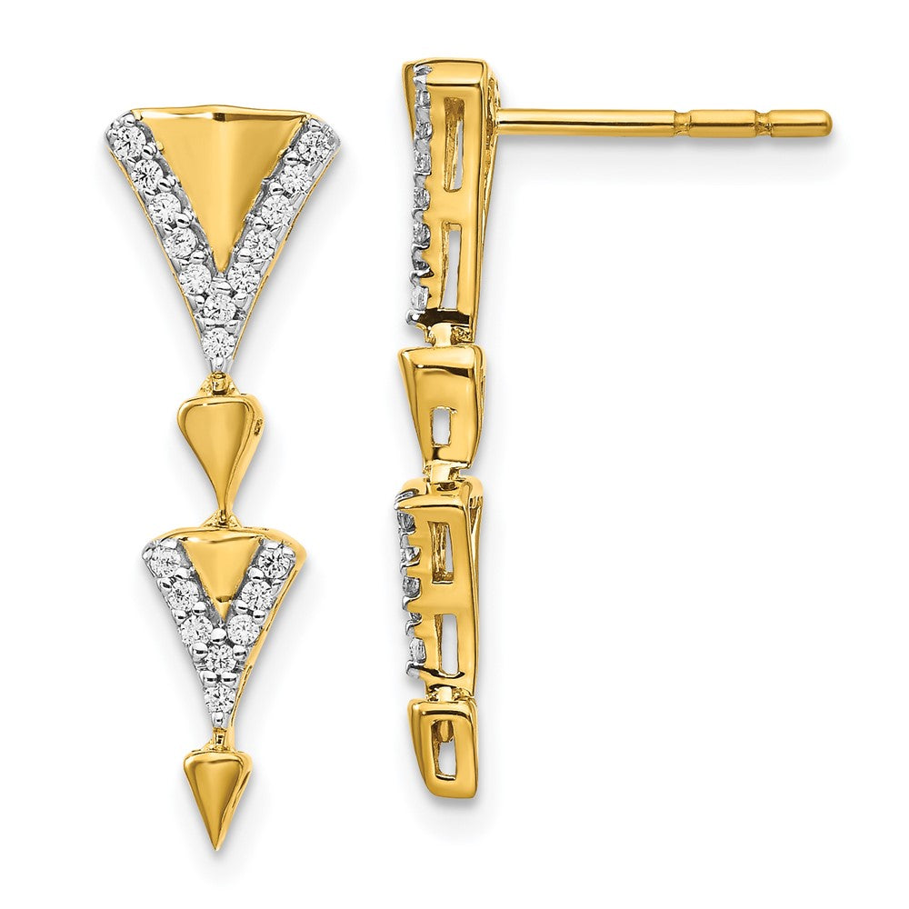 14k Yellow Gold Real Diamond Fancy Post Dangle Earrings EM3901-020-YA