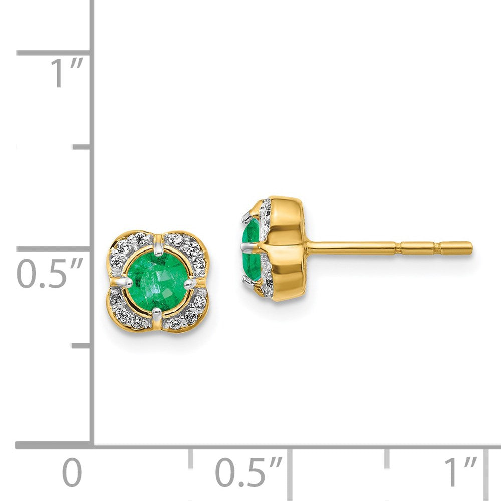 14k Yellow Gold Real Diamond and Emerald Fancy Earrings EM3923-EM-009-YA