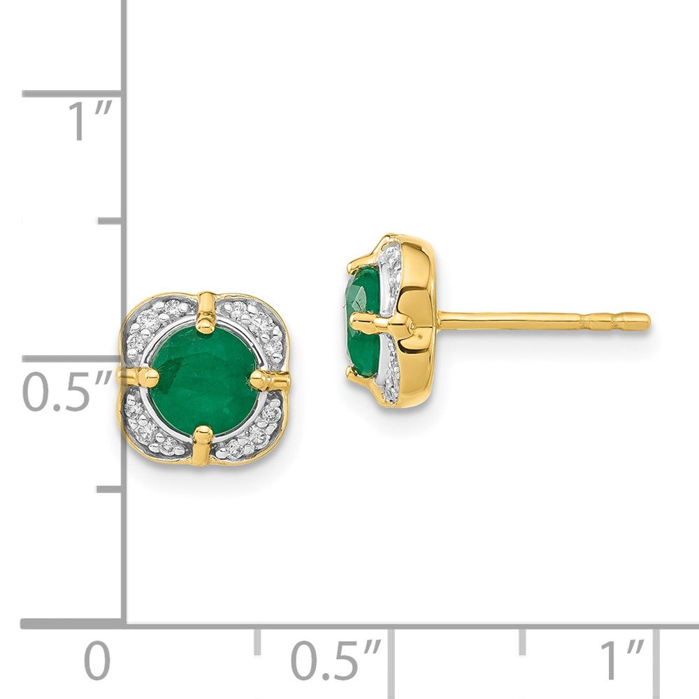 14k Yellow Gold Real Diamond and Emerald Fancy Earrings EM3923-EM-013-YA