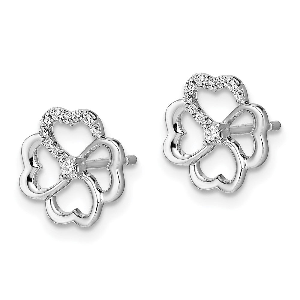 14k White Gold Real Diamond Fancy Clover Earrings EM3982-010-WA