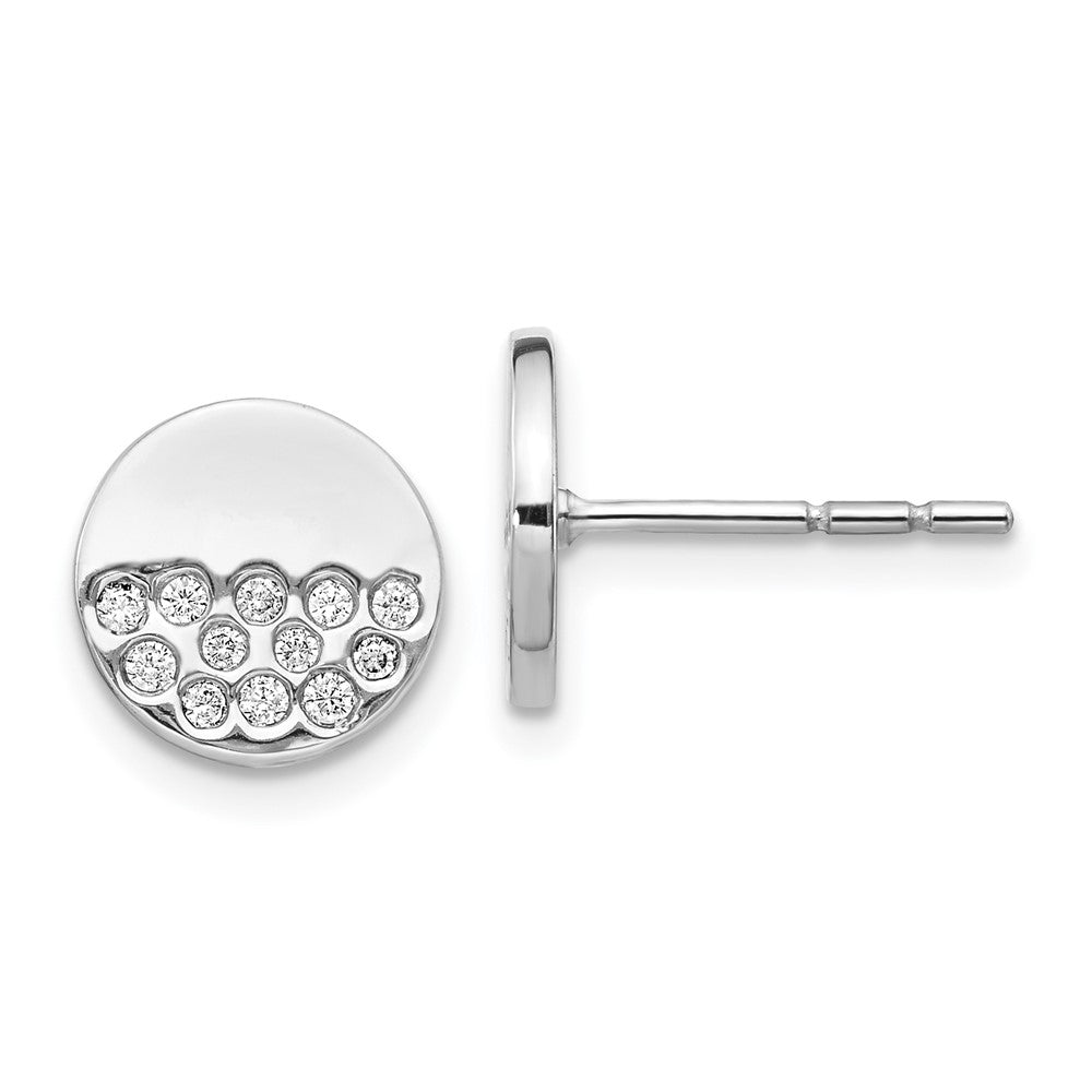 14k White Gold Real Diamond Fancy Circle Earrings EM4007-020-WA